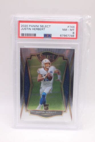 2020 Panini Select Justin Herbert Rookie Rc 144 Psa 8 Nm Mt Chargers