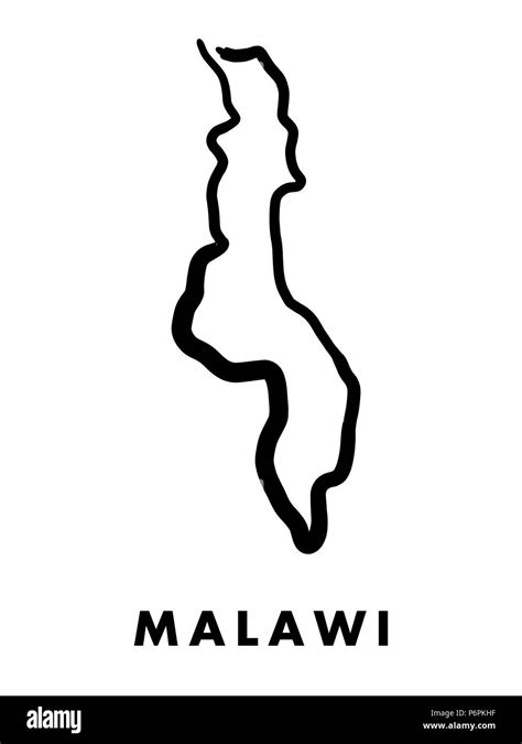 Malawi Simple Map Outline Smooth Simplified Country Shape Map Vector