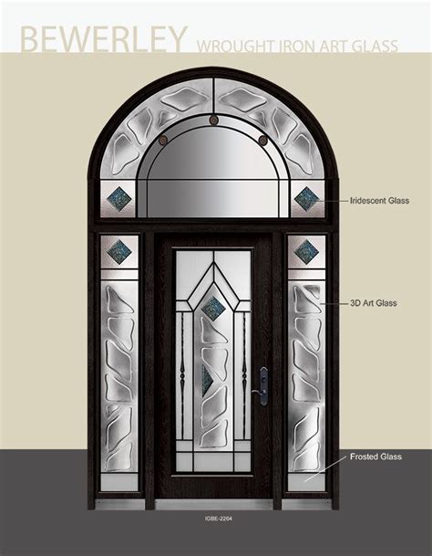 Bewerley Wrought Iron Stained Glass Design With Large Arched Transom And 2 Side Lites Stained