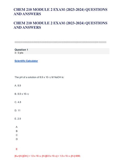 Chem Module Exam Newest Questions And Answers