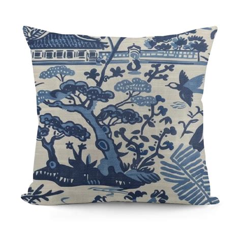 Nawypu Chinoiserie Throw Pillow Covers Chic Asian Scenic Pillow Cover