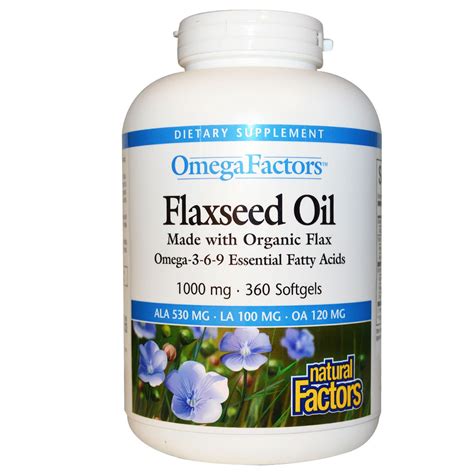 Natural Factors Omega Factors Flaxseed Oil 1000 Mg 360 Softgels