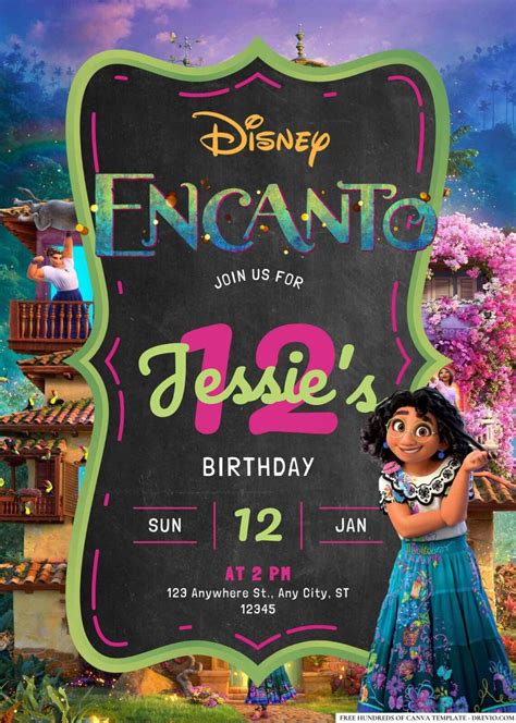 Free Encanto Birthday Canva Templates 3 Download Hundreds Free Printable Birthday Invitation