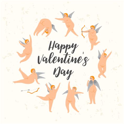 Vector Set Of Cute Cupids Happy Valentine S Day Concept 276641 Vector