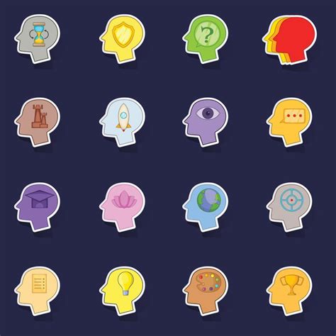 Human Mind Head Icons Set Vector Sticker Vector Art At Vecteezy