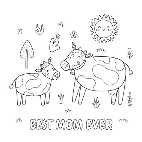 Premium Vector Best Mom Ever Black And White Print With A Cute Mother