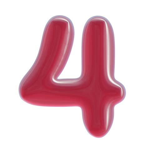 Number 4 Red 3d Render 48722628 Png