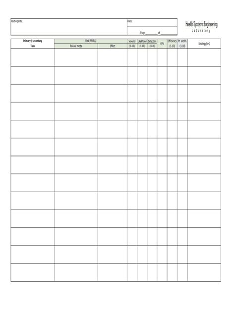 Fillable Online Fmea Worksheet Xlsx Fax Email Print Pdffiller