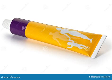 Yellow With Blue Tube Of Ointment On A White Background Full Depth Of