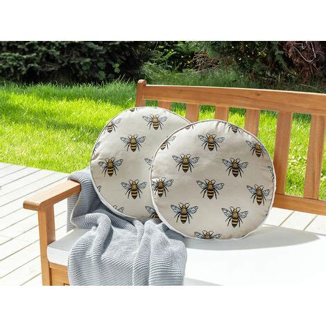 Coussins D Coratifs De Jardin Tissu Beige Motif D Abeilles X