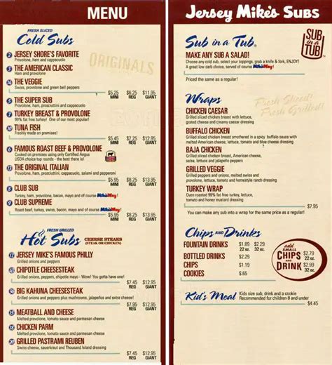 Jersey Mike S Full Menu Pdf