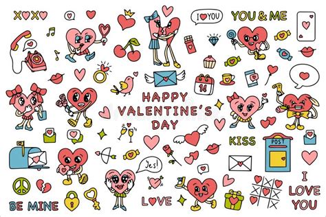 Trendy Groovy Valentines Day Sticker Set Retro Valentines Day S S