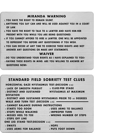 Amazon Tgcnq Official Standard Miranda Rights Warning Card With