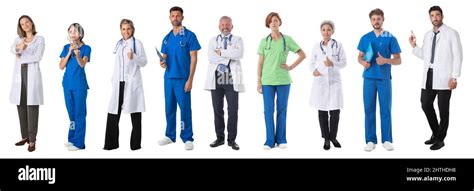 Set Of Medical Staff People Doctor Nurse Full Length Portraits Isolated