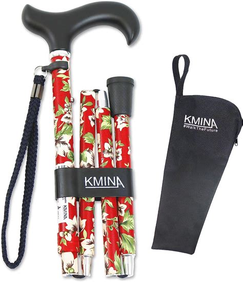 KMINA PRO Lightweight Adjustable Folding Canes For Women Red