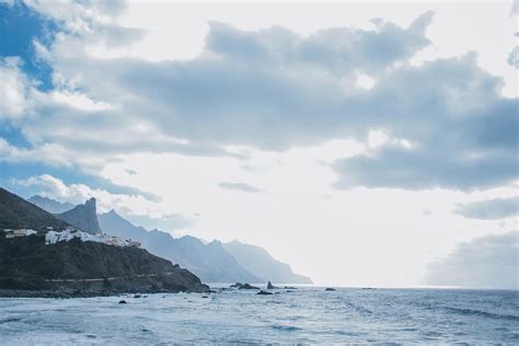 Hd Wallpaper Rocks Formation Near Island Beach Canarian Clouds