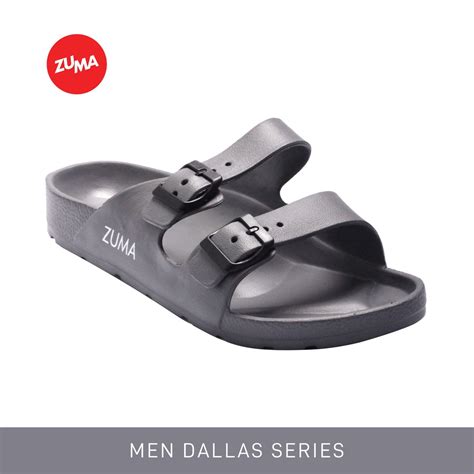 Jual Zuma Men Dallas Navy Grey Sandal Slop Pria Karet Slip On Polos