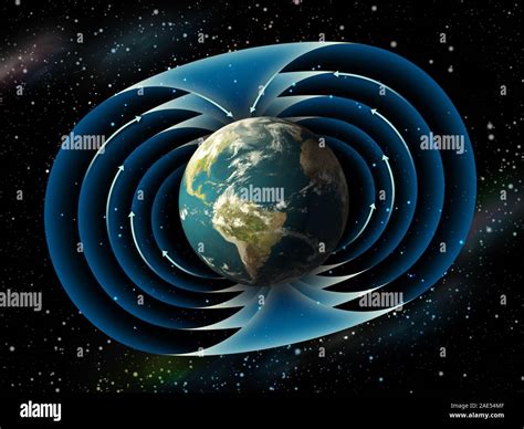 Magnetic field surrounding planet earth. Digital illustration Stock Photo - Alamy