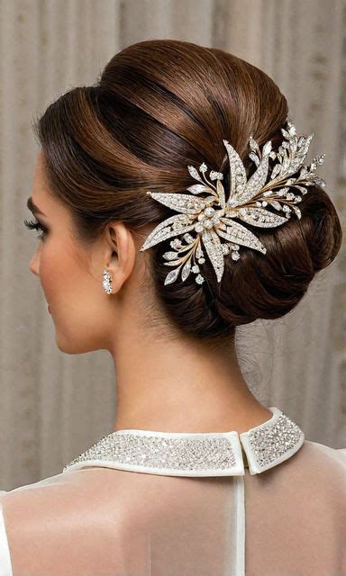 An Elegant French Twist Updo Adorned With Shimmering Accents By