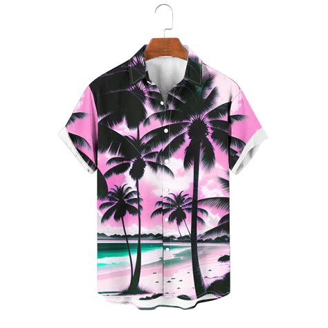 Waenqinla Hawaiian Shirt For Men Summer Tropical Palm Tree Graphic