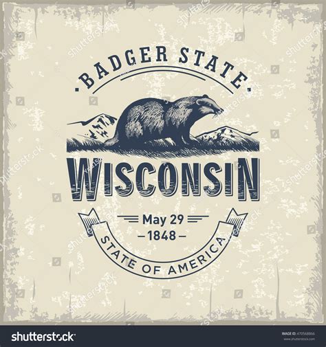 Wisconsin Stylized Emblem State America Badger Stock Vector (Royalty ...