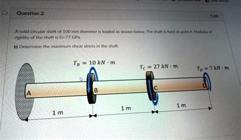 A Solid Circular Shaft Of Mm Diameter Is Loaded As Shown Below The