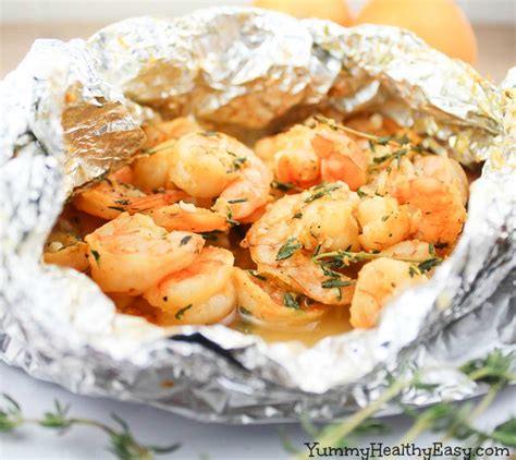 Orange Thyme Grilled Shrimp {in Foil Packets} Yummy Healthy Easy