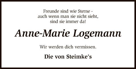 Traueranzeigen Von Anne Marie Logemann Trauer Kreiszeitung De