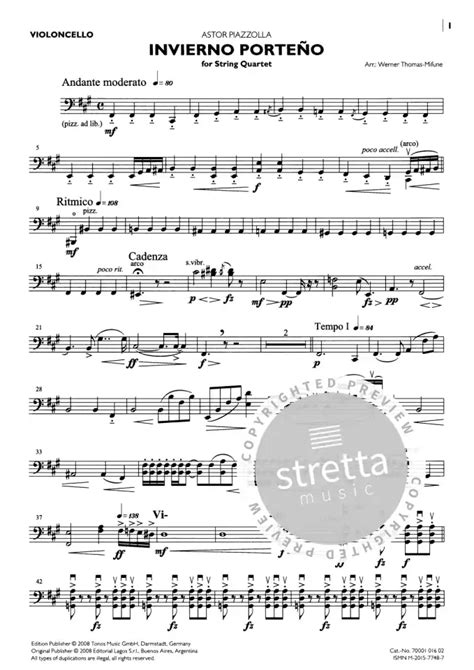 Invierno Porte O Winter Von Astor Piazzolla Im Stretta Noten Shop