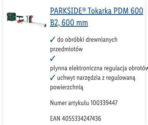 Tokarka Do Drewna Parkside Pdm B Nowa Gwarancja Lata Sieradz