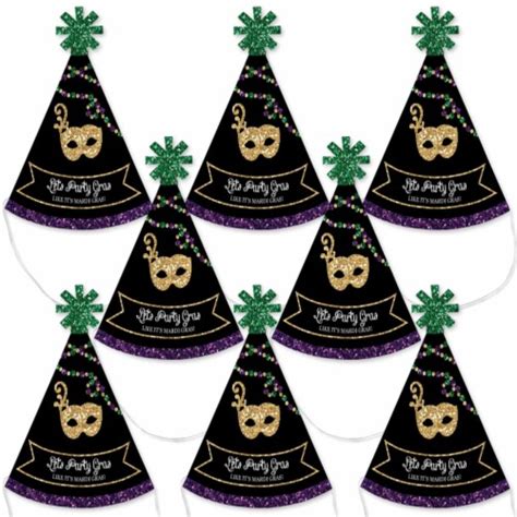 Big Dot Of Happiness Mardi Gras Mini Cone Masquerade Party Hats