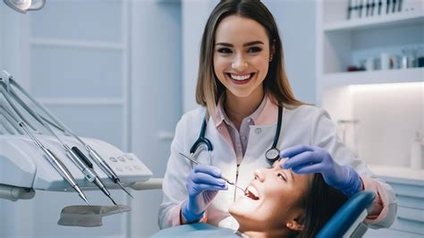 Premium Photo Smiling Female Dentist At Work