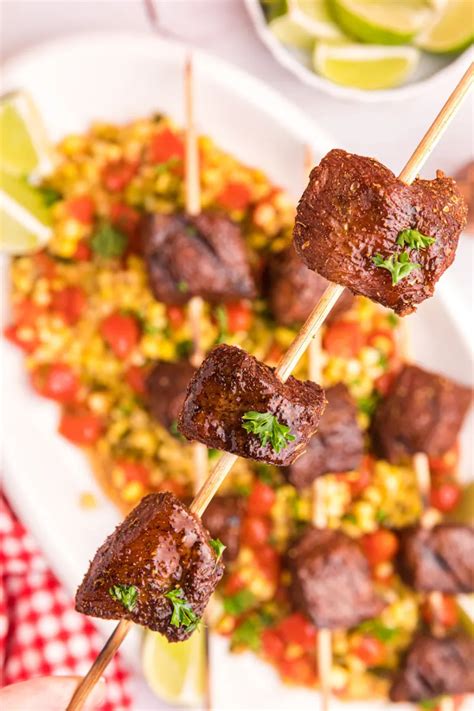 Grilled Beef Kabobs With Corn Tomato Salad Recipeboy