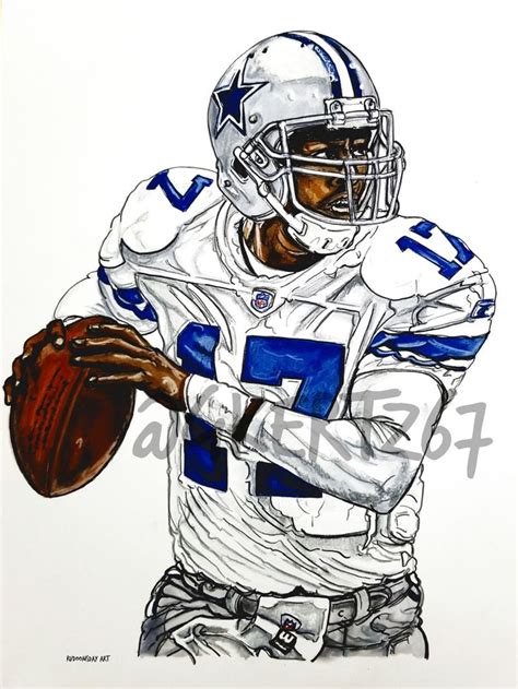 Quincy Carter QB #17 of the Dallas Cowboys artwork by Glen Kertes ...