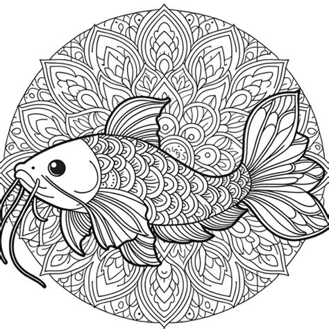 Mandala Catfish Coloring Page Free Printable Pages