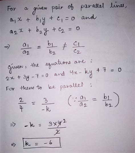 Find The Value Of K For Which X Y Is Parallel To X Maths