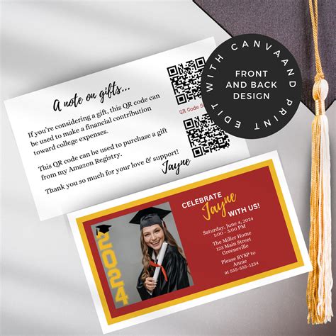 Graduation Party Insert Card Template Grad Invitation Enclosure