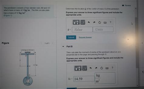 Solved Review The Pendulum Consists Of Two Slender Rods Ab Chegg