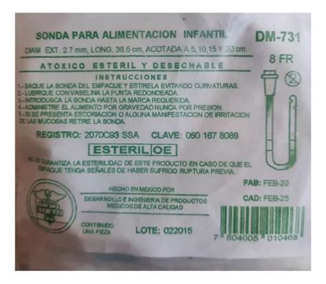 100 Pzas Sonda Alimentacion Prematuros 8 Fr Envío gratis