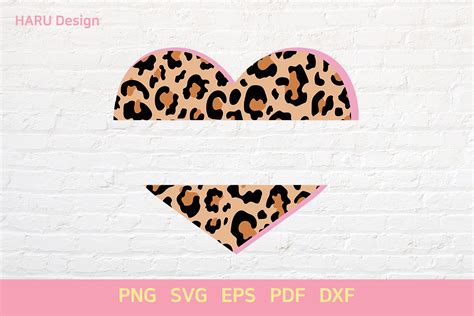 Leopard Print Heart Split Graphic By Harudesign · Creative Fabrica