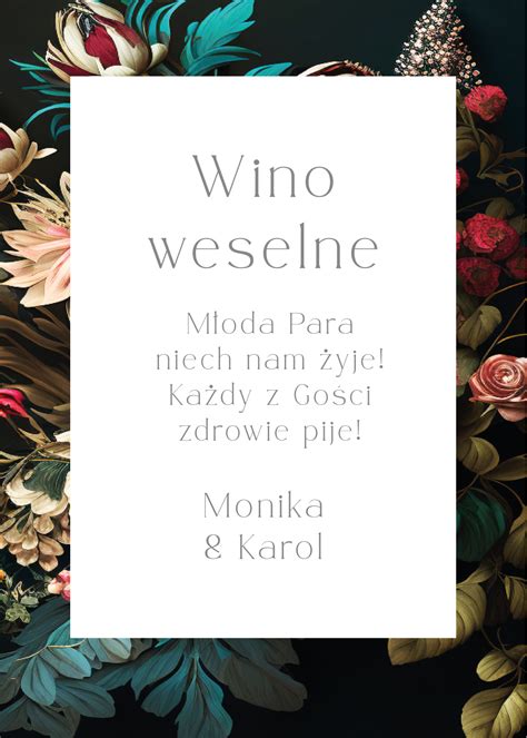 Naklejka na alkohol do zaproszeń eleganckie Leśne wzór 1 Niecodzienka