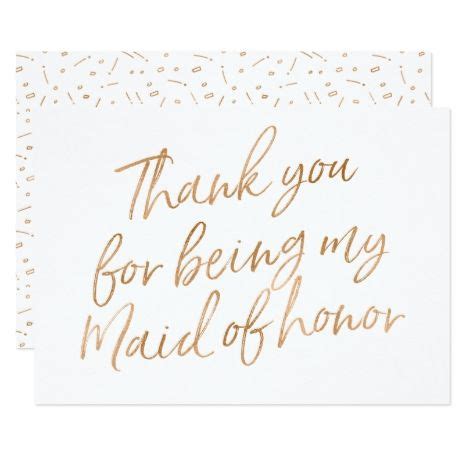 Gold Rose Thank You For Being My Maid Of Honor Thank You Card