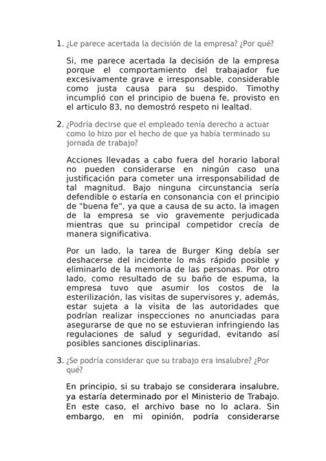 Caso Burger king Le parece acertada la decisión de la empresa Por