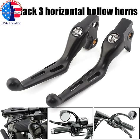 Wide Brake Clutch Brake Hand Levers Black Skull For Harley Sportster