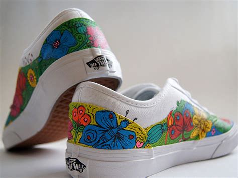 Floral Custom Vans Shoes Colorful Flowers Sneakers Hand - Etsy