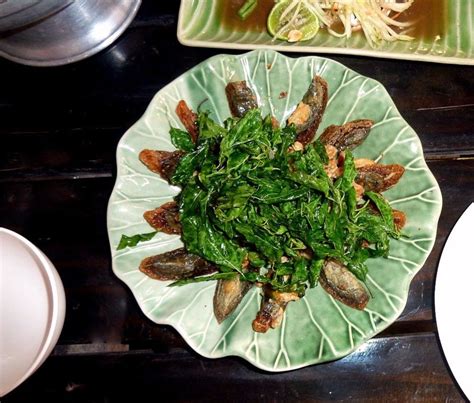 Deep Fried 100 Year Old Eggs With Thai Basil And Minced Pork