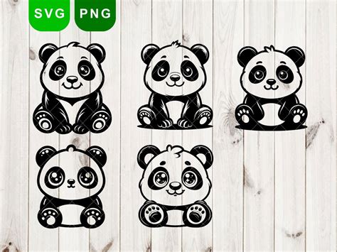 Baby Panda Svg Bundle Baby Panda Png Cartoon Panda Cutting Panda Svg