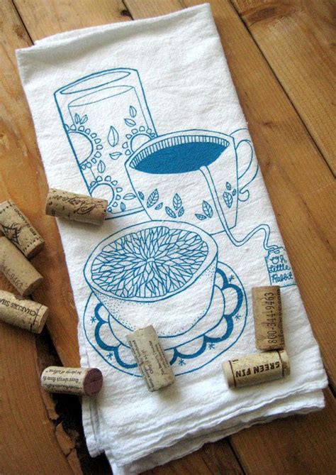 Tea Towel Screen Printed Organic Cotton Breakfast Flour Sack Etsy