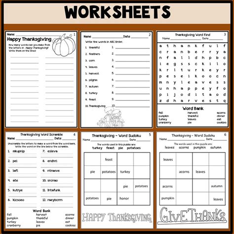 Thanksgiving Worksheets For Morning Work Print Go Worksheets Library