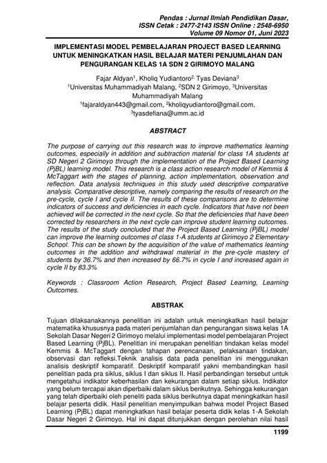 PDF IMPLEMENTASI MODEL PEMBELAJARAN PROJECT BASED LEARNING UNTUK